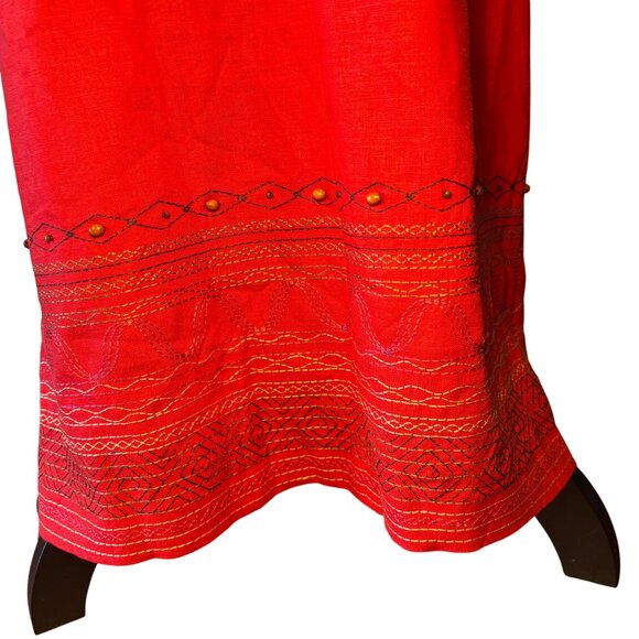 Coldwater Creek Red Sleeveless Embroidered Maxi Dress Size 20 Linen/Rayon Blend - Picture 10 of 15